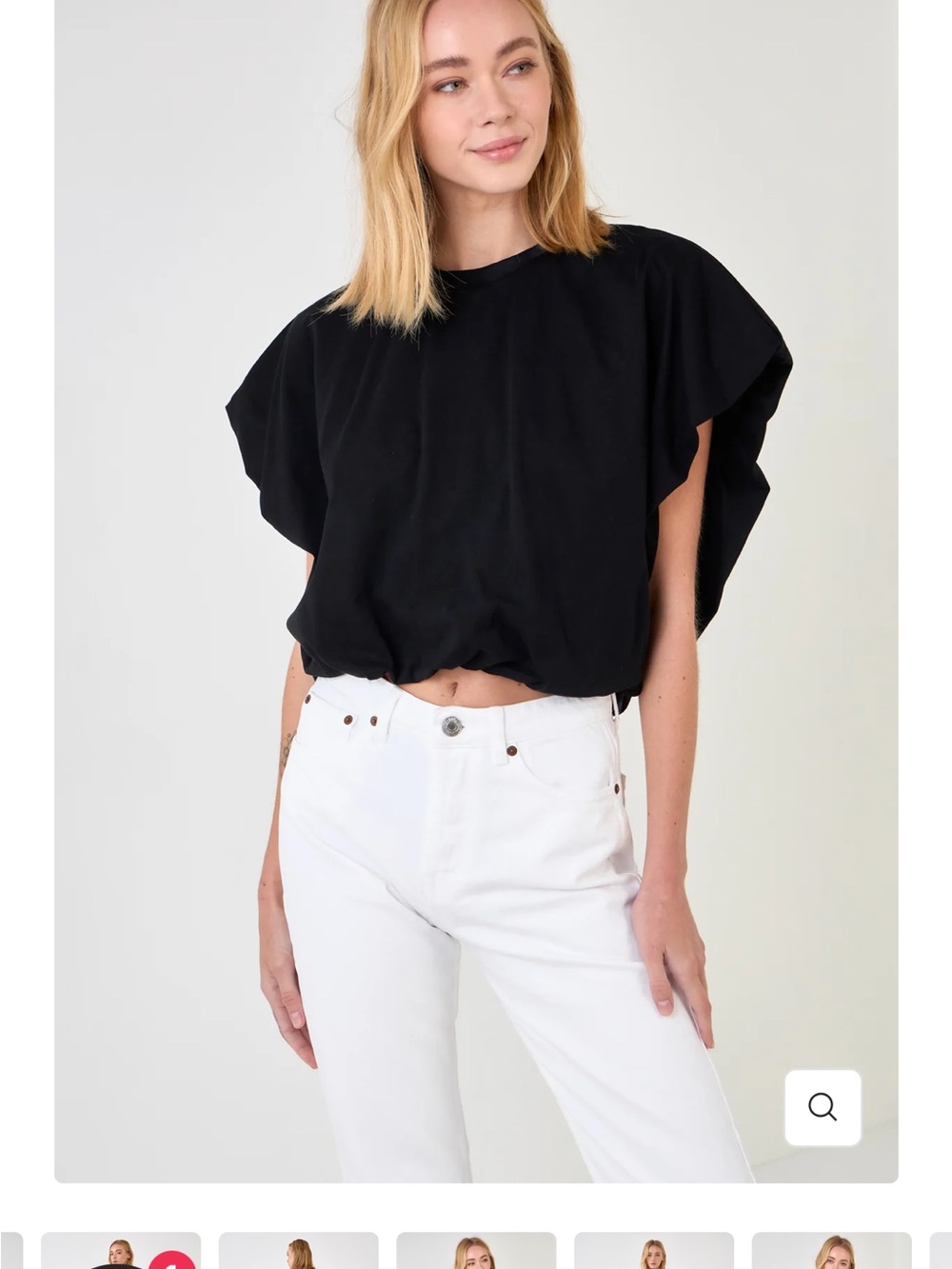 Endless Rose Black Flutter Sleeve Short-Sleeve Top